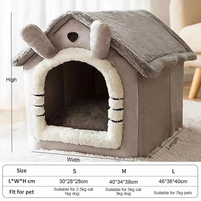 Indoor Warm Dog House - Soft Pet Bed Tent with Removable and Washable Cushion, Ideal for All Seasons