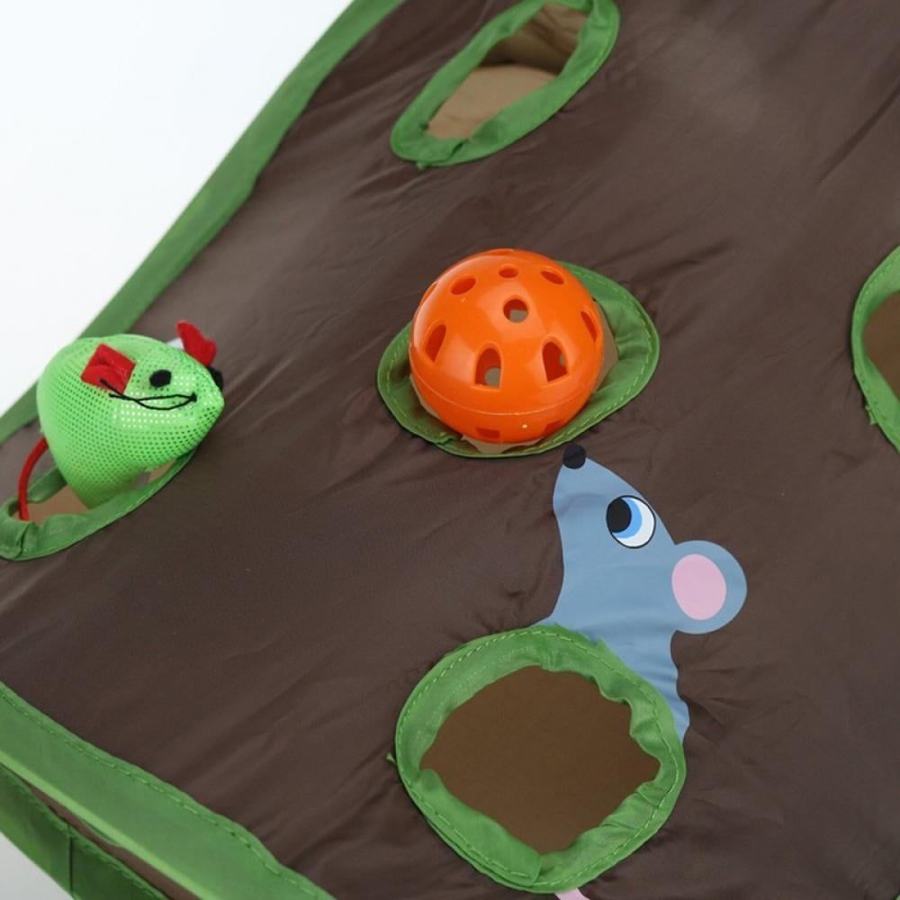 Ultimate Interactive Cat Toy: Treat Maze & Puzzle with 9 Mouse Holes, Bell Ball, and Creative Folding Design for Smart Playtime!