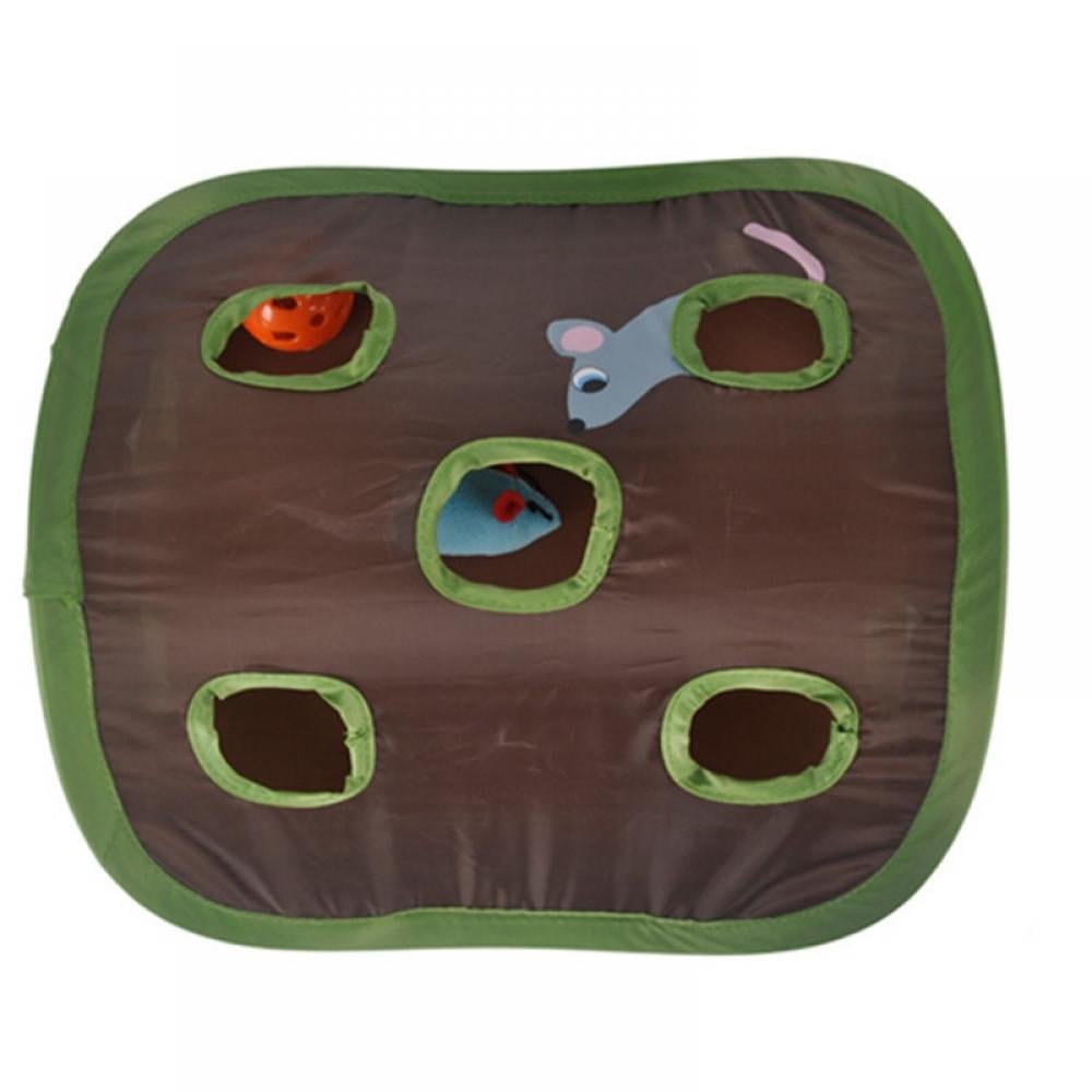 Ultimate Interactive Cat Toy: Treat Maze & Puzzle with 9 Mouse Holes, Bell Ball, and Creative Folding Design for Smart Playtime!