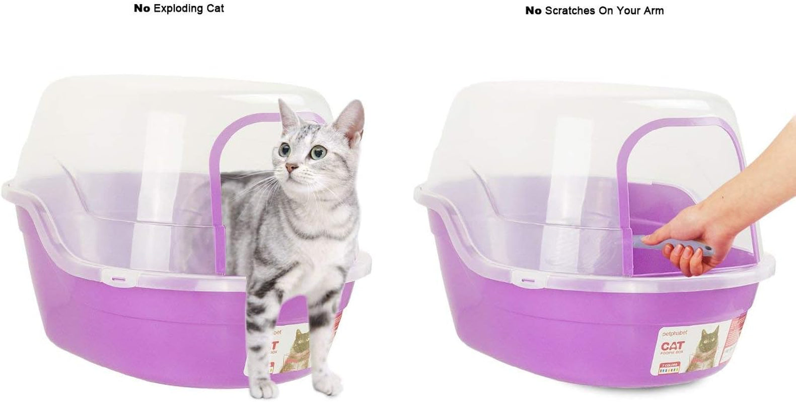 Jumbo Hooded Covered Litter Box for Two Small Cats - Extra Large Purple Design
