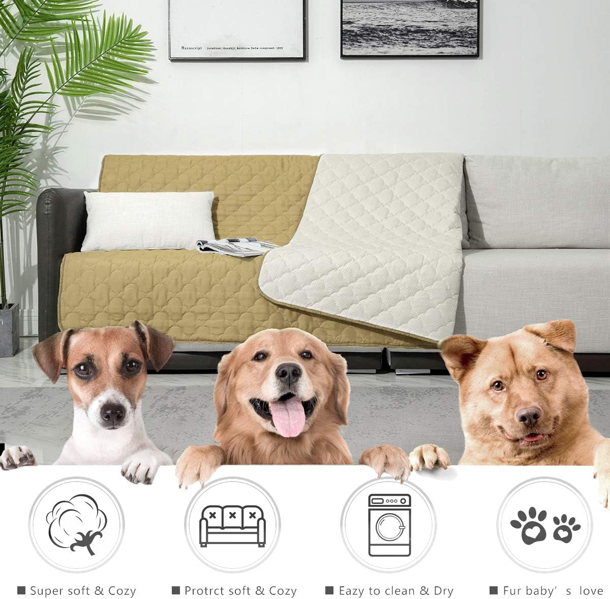 Super Soft Washable Dog Bed Cover & Puppy Pad - 82"X82" Taupe, Perfect for Couch Protection & Dog Training