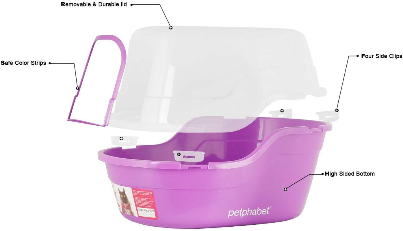 Jumbo Hooded Covered Litter Box for Two Small Cats - Extra Large Purple Design