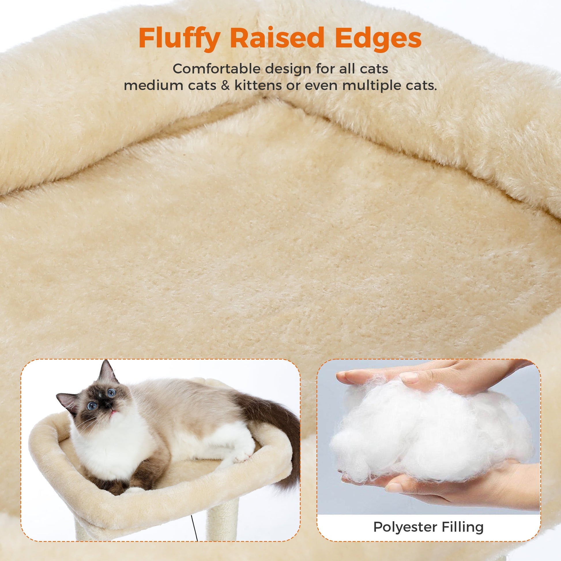 Cozy 27" Beige Cat Tree with Plush Condo and Scratching Posts for Medium Cats