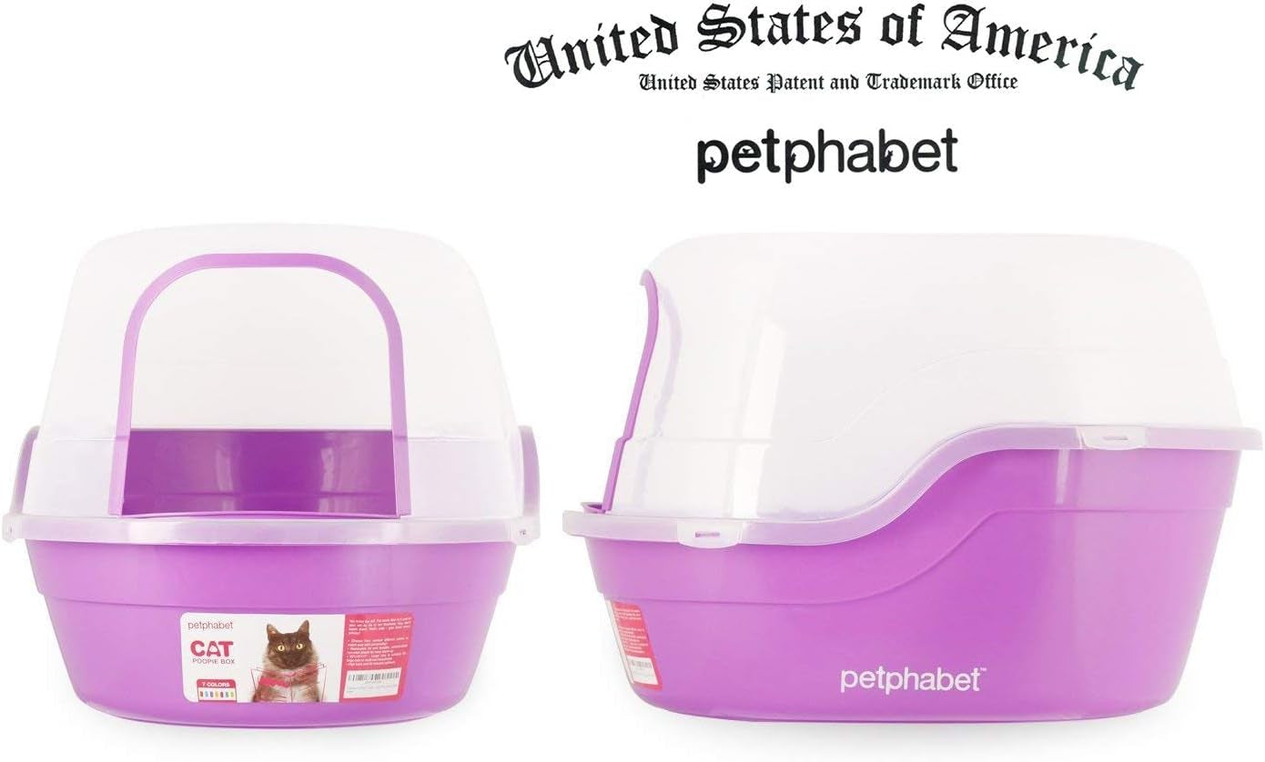 Jumbo Hooded Covered Litter Box for Two Small Cats - Extra Large Purple Design