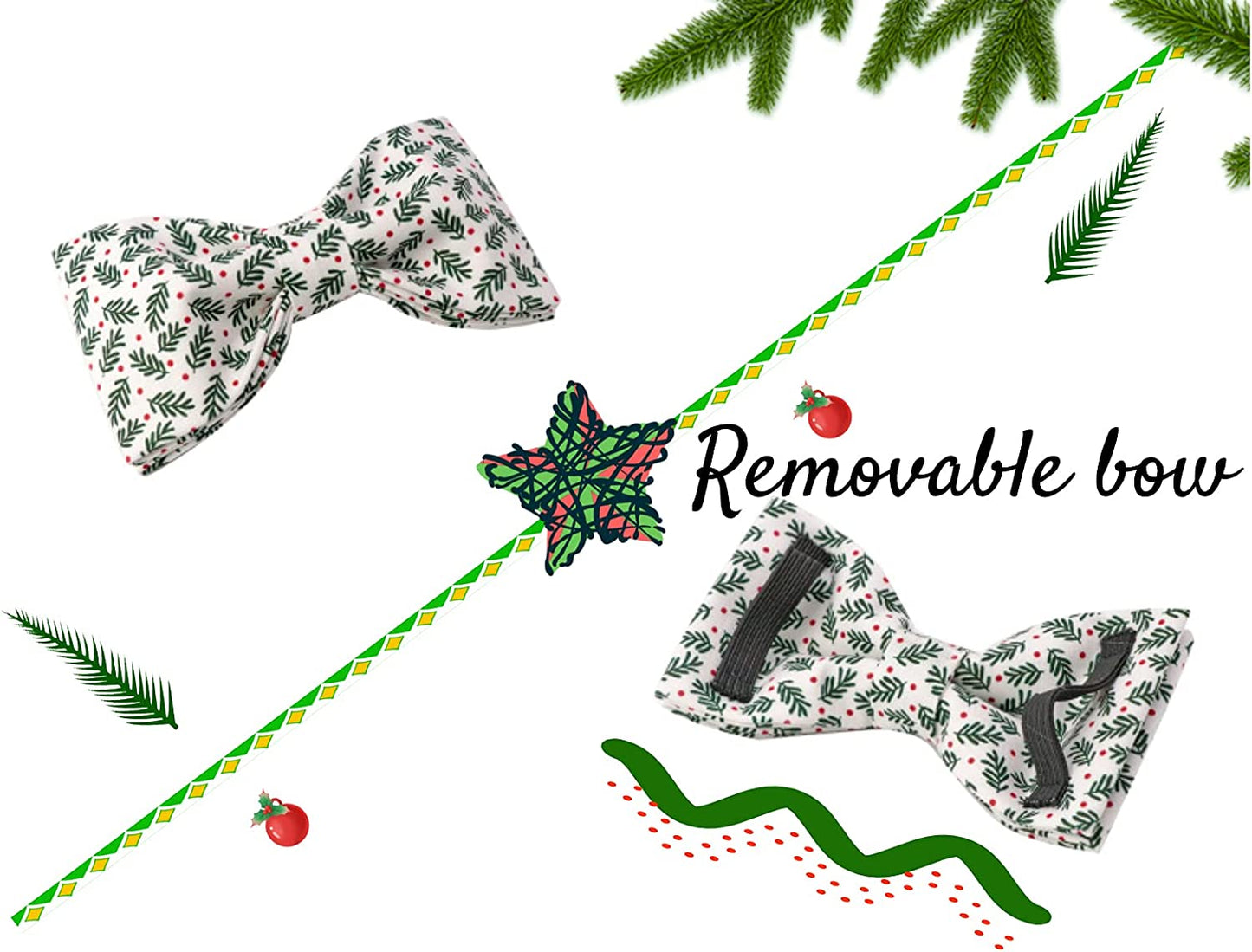 Festive Christmas Dog Collar with Comfy Bowtie - Adjustable Holiday Gift for Small, Medium, and Large Dogs