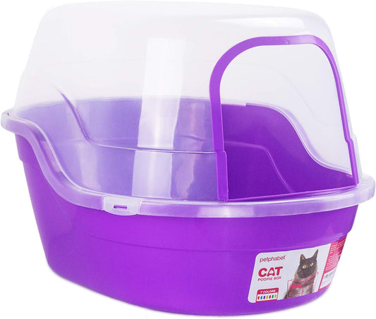 Jumbo Hooded Covered Litter Box for Two Small Cats - Extra Large Purple Design