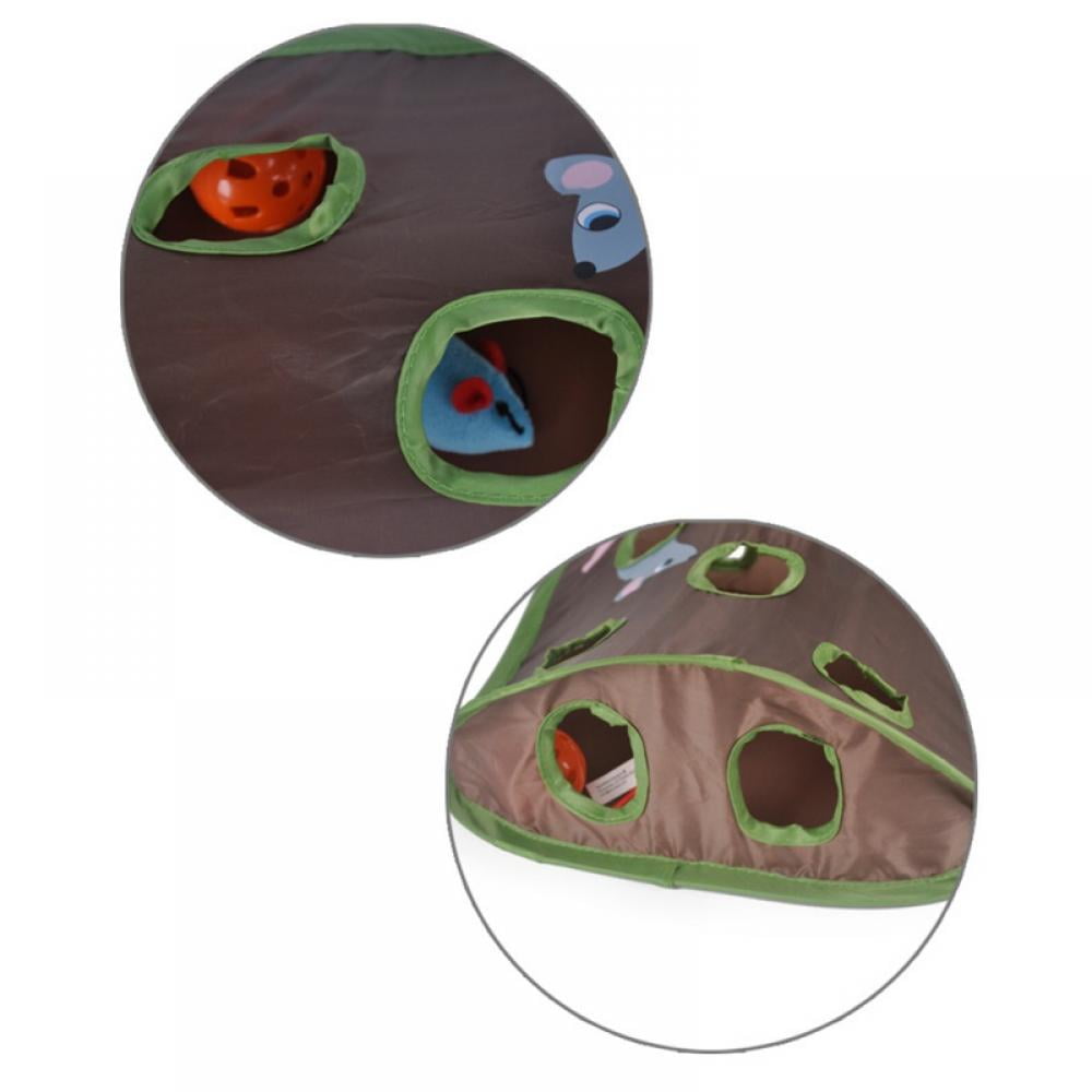 Ultimate Interactive Cat Toy: Treat Maze & Puzzle with 9 Mouse Holes, Bell Ball, and Creative Folding Design for Smart Playtime!