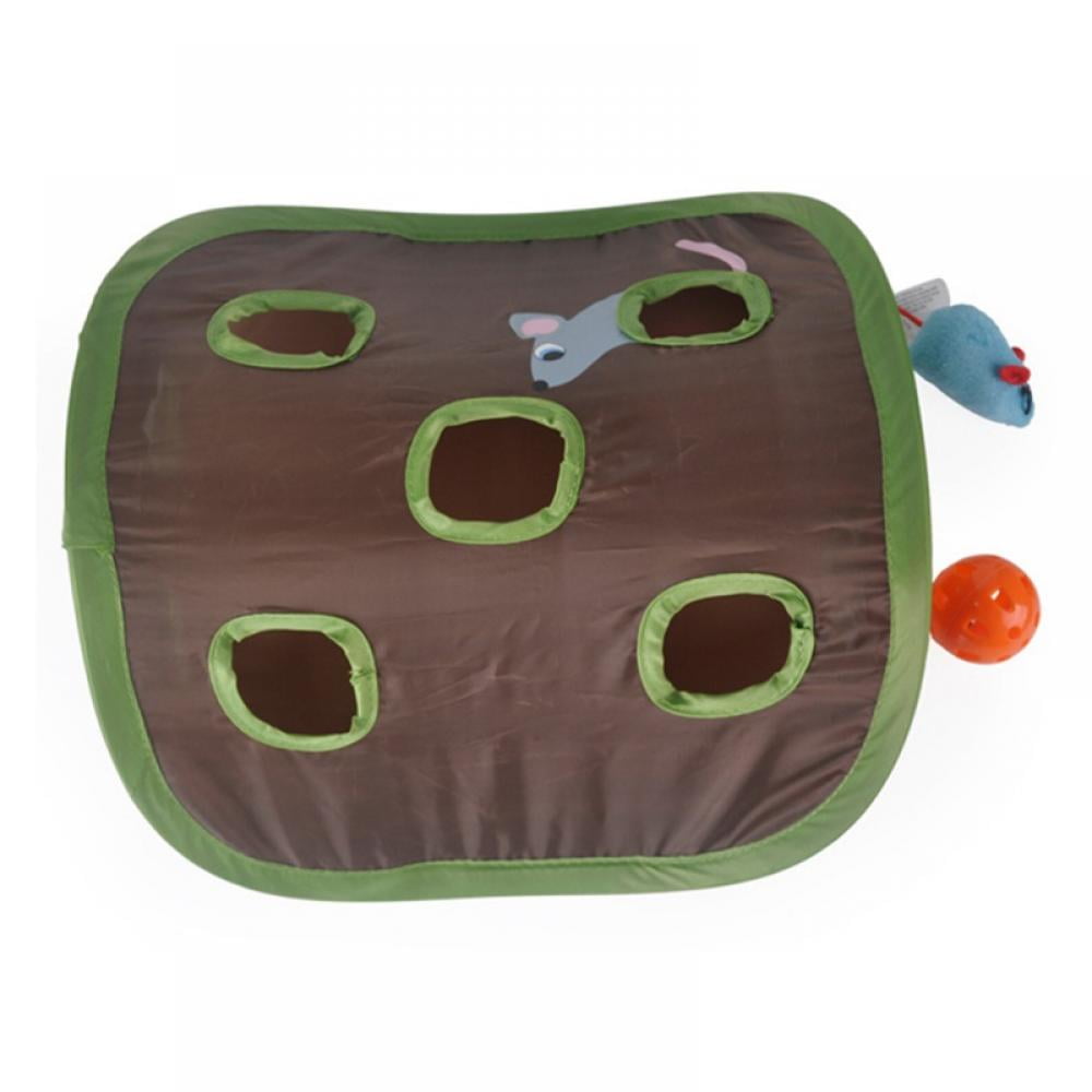 Ultimate Interactive Cat Toy: Treat Maze & Puzzle with 9 Mouse Holes, Bell Ball, and Creative Folding Design for Smart Playtime!