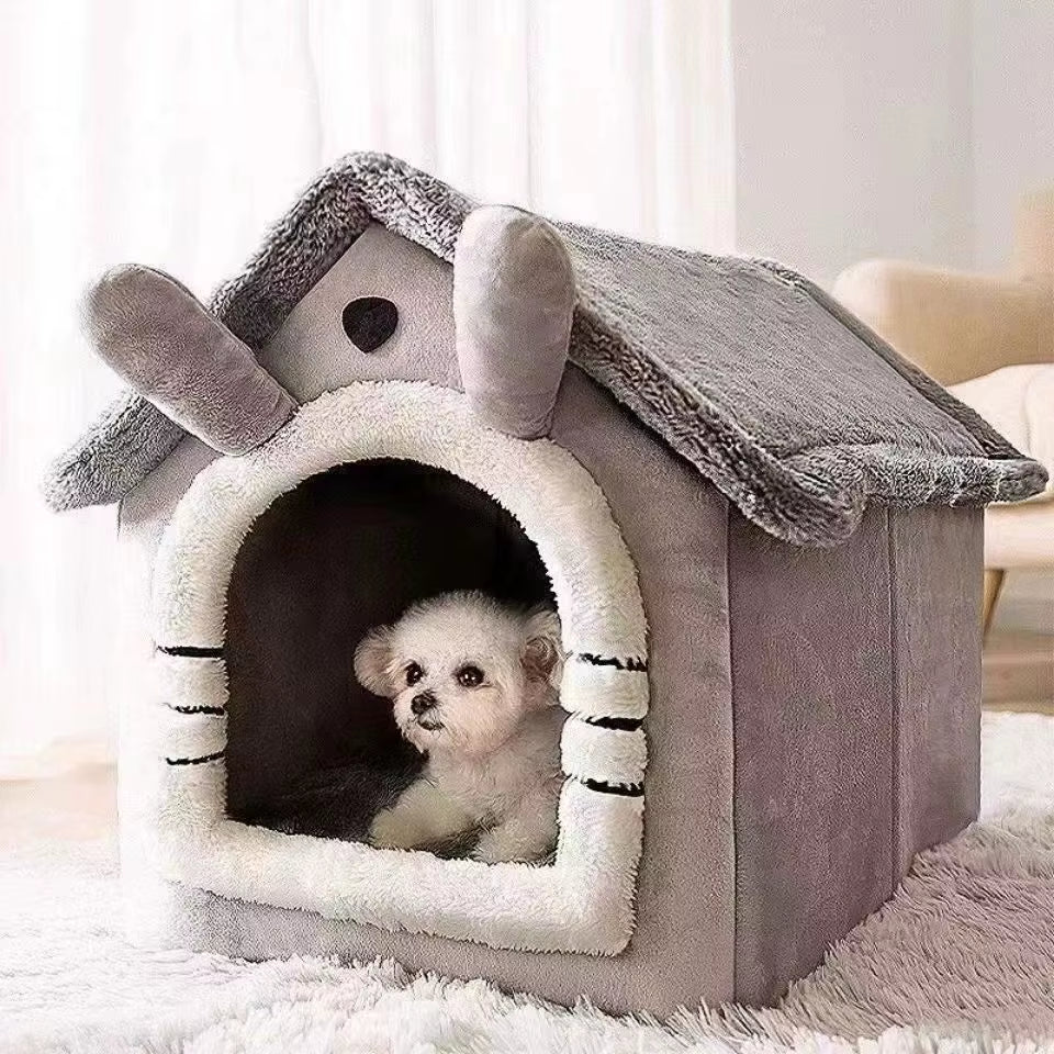 Indoor Warm Dog House - Soft Pet Bed Tent with Removable and Washable Cushion, Ideal for All Seasons