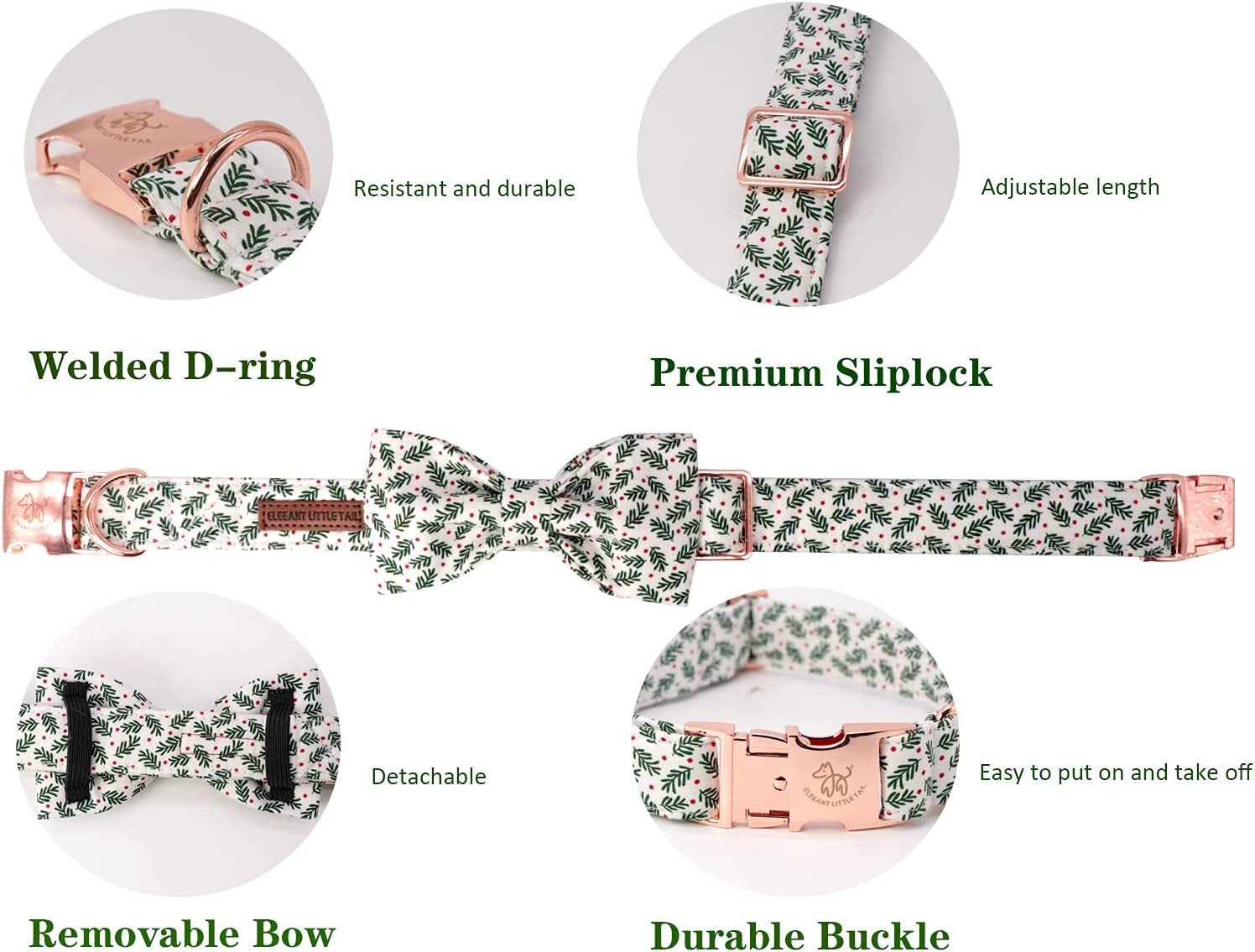 Festive Christmas Dog Collar with Comfy Bowtie - Adjustable Holiday Gift for Small, Medium, and Large Dogs