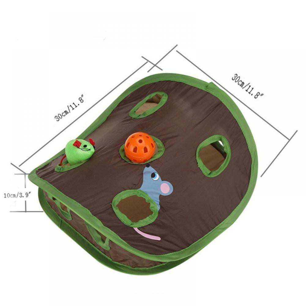 Ultimate Interactive Cat Toy: Treat Maze & Puzzle with 9 Mouse Holes, Bell Ball, and Creative Folding Design for Smart Playtime!